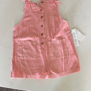 Billabong Pink Button-Front Kids Romper with Patch Pockets